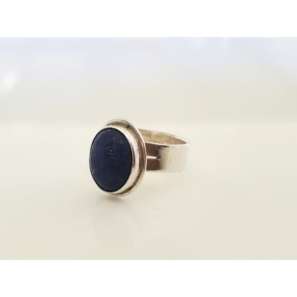 Vintage Sterling Silver Lapis Lazuli Pinky Ring - Picture 2 of 8